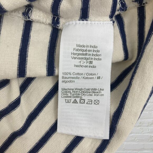 J.Crew Top Size XS Structured Muscle Tee Stripe Mariner Cotton Navy Ivory - Picture 11 of 13